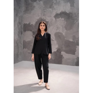Black Co-Ord Set With Barrel Pants