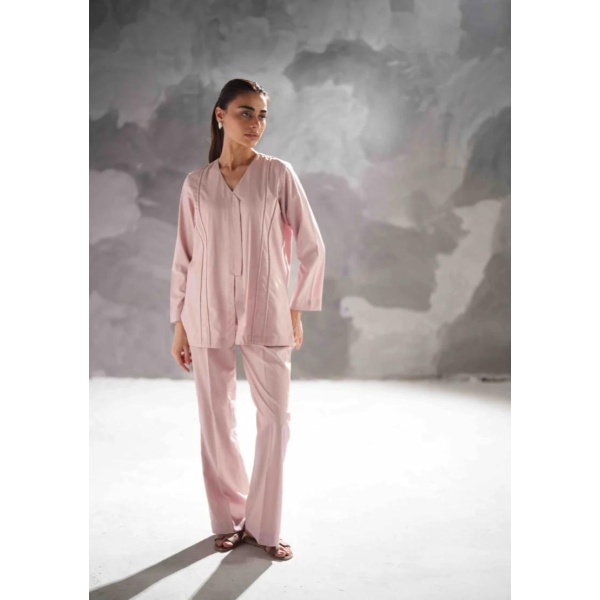 Dusty Pink Co-Ord Set With Bootcut Pants
